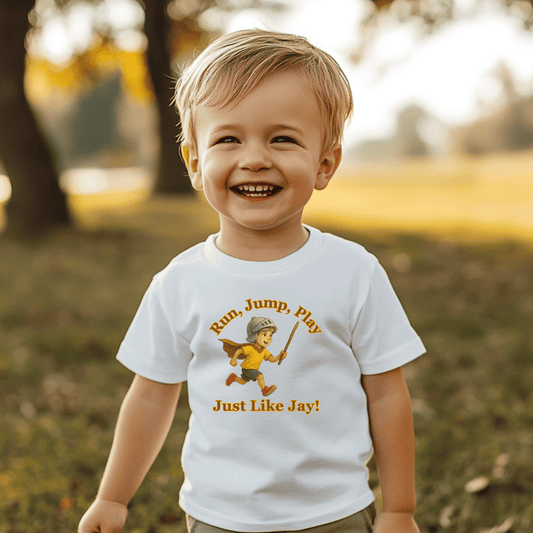 Adventurous Toddler T-shirt - 'Run, Jump, Play! Just Like Jay!'