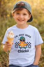 "I'm Just Here For The Chicks" Cute Skateboard Chick Tee