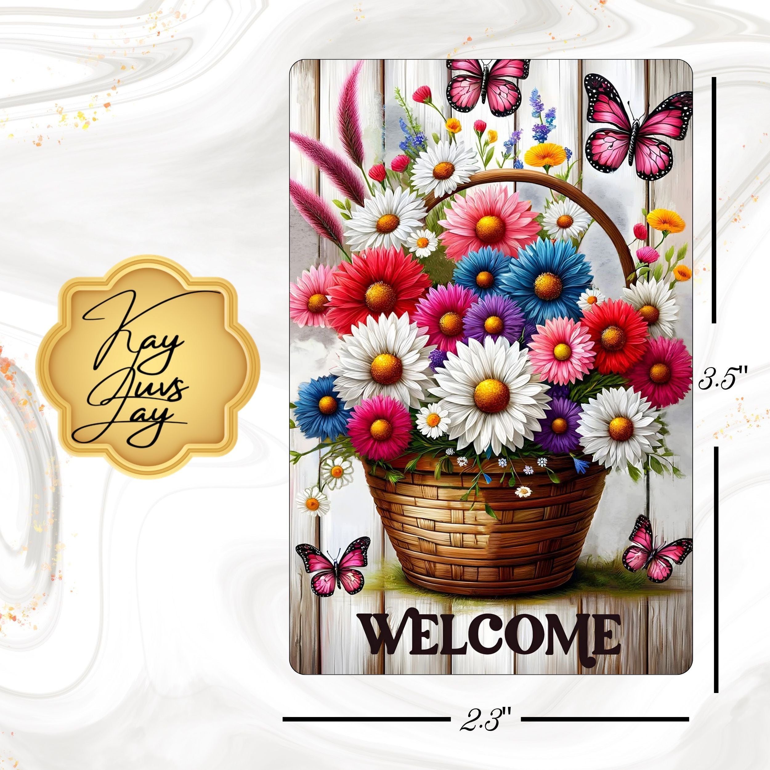 Welcome Basket Butterfly Sublimated Fridge Magnet – Decorative Kitchen Magnet