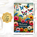Welcome Friends Butterfly Sublimated Fridge Magnet – Decorative Kitchen Magnet