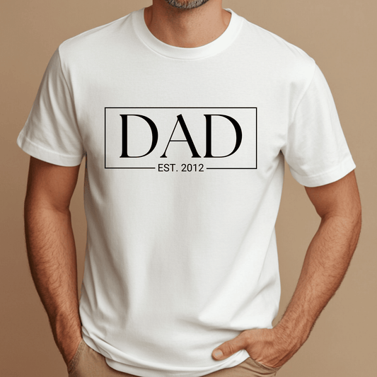 Custom Personal Stylish Dad T-Shirt, Gift for New Dads, Father's Day Tee, Casual Wear for Dads, Est. 2025, Unisex Jersey Tee