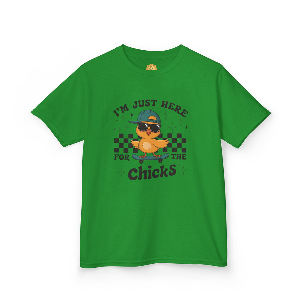 "I'm Just Here For The Chicks" Cute Skateboard Chick Tee