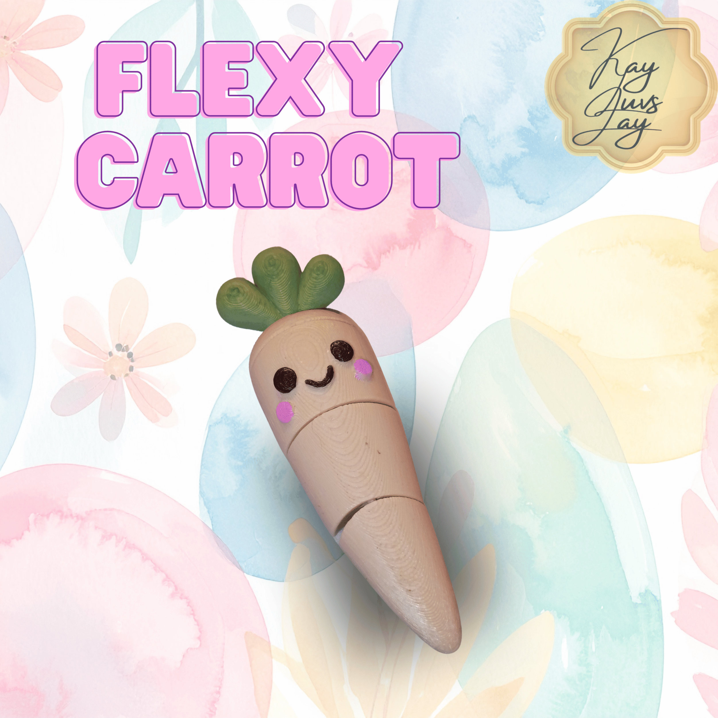 3D Printed Flexi Carrot Fidget Toy – Easter Basket Stuffer – Articulated Sensory Desk Toy – Cute Spring Gift