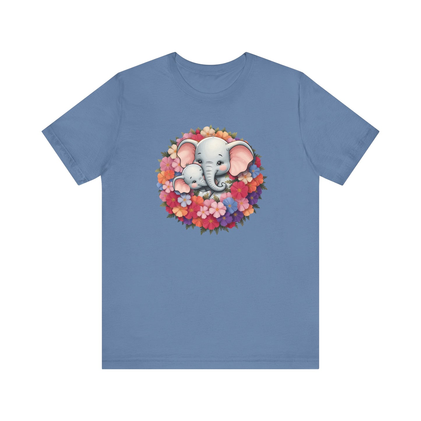 Adorable Elephant Floral Print Tee, Cute Animal Lover Shirt, Mother's Day Gift, Baby Shower Gift, Unisex Short Sleeve T-Shirt
