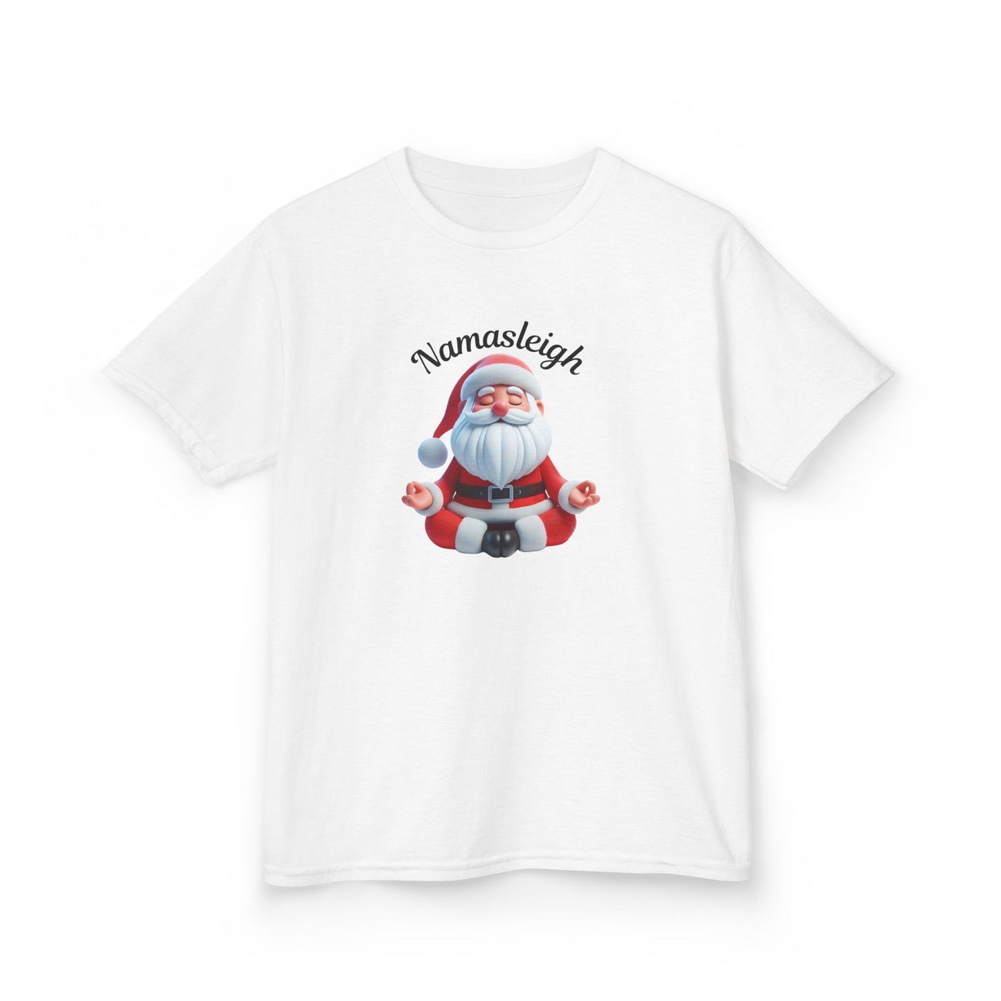 Christmas Santa Namasleigh Kids Tee Shirt, Santa Meditation Kids T-shirt, Holiday Kids Clothing, Festive Children's Apparel, Christmas Gift