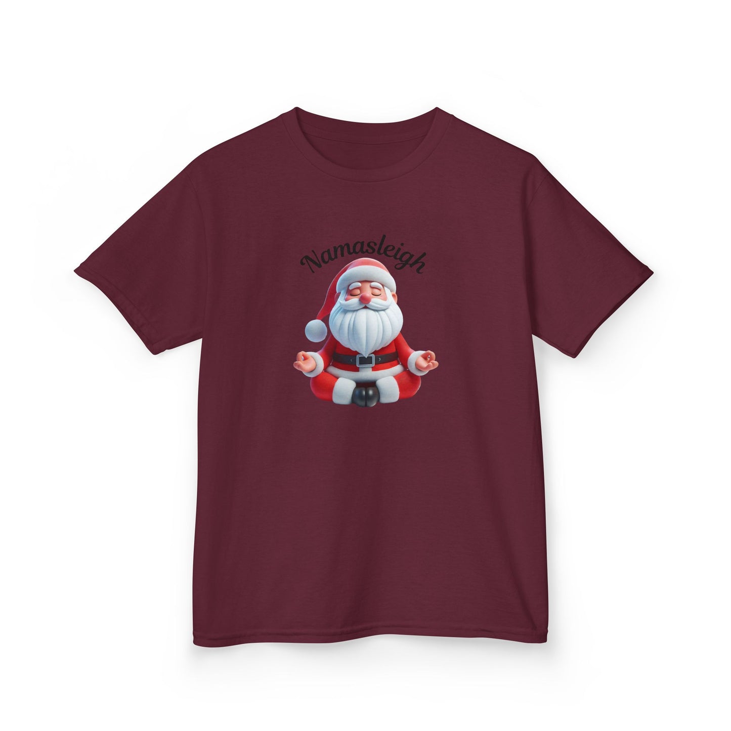 Christmas Santa Namasleigh Kids Tee Shirt, Santa Meditation Kids T-shirt, Holiday Kids Clothing, Festive Children's Apparel, Christmas Gift