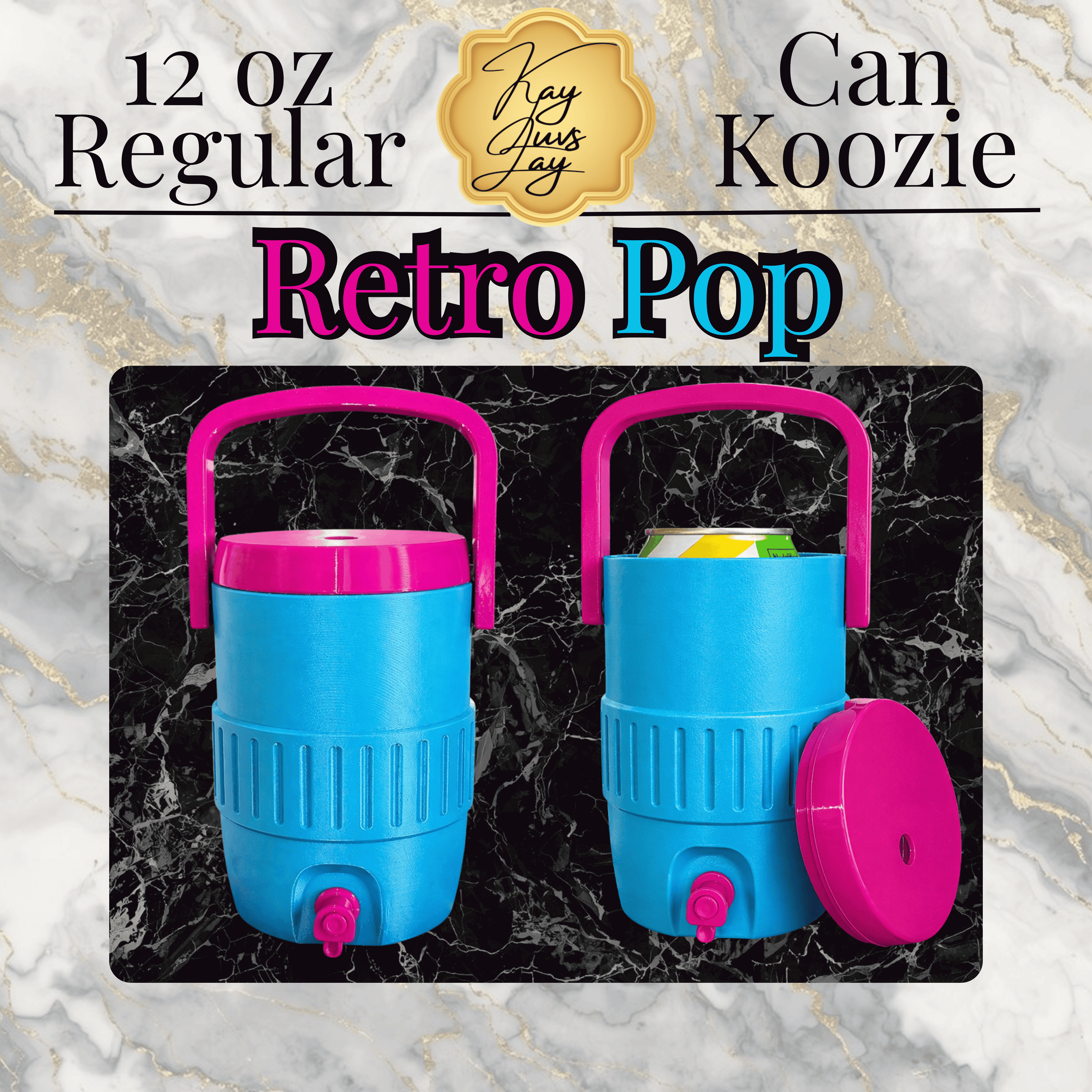 3D Printed Soda Can Holder with Lid, Straw Hole & Handle | Portable 12 oz Can Cooler Koozie
