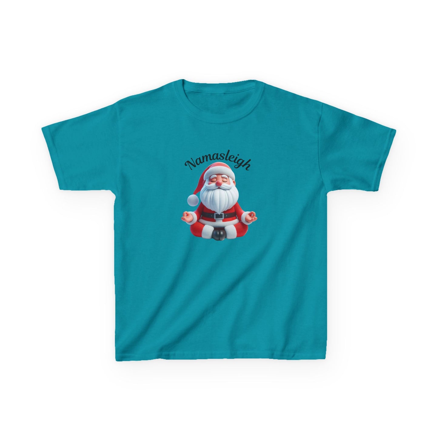 Christmas Santa Namasleigh Kids Tee Shirt, Santa Meditation Kids T-shirt, Holiday Kids Clothing, Festive Children's Apparel, Christmas Gift
