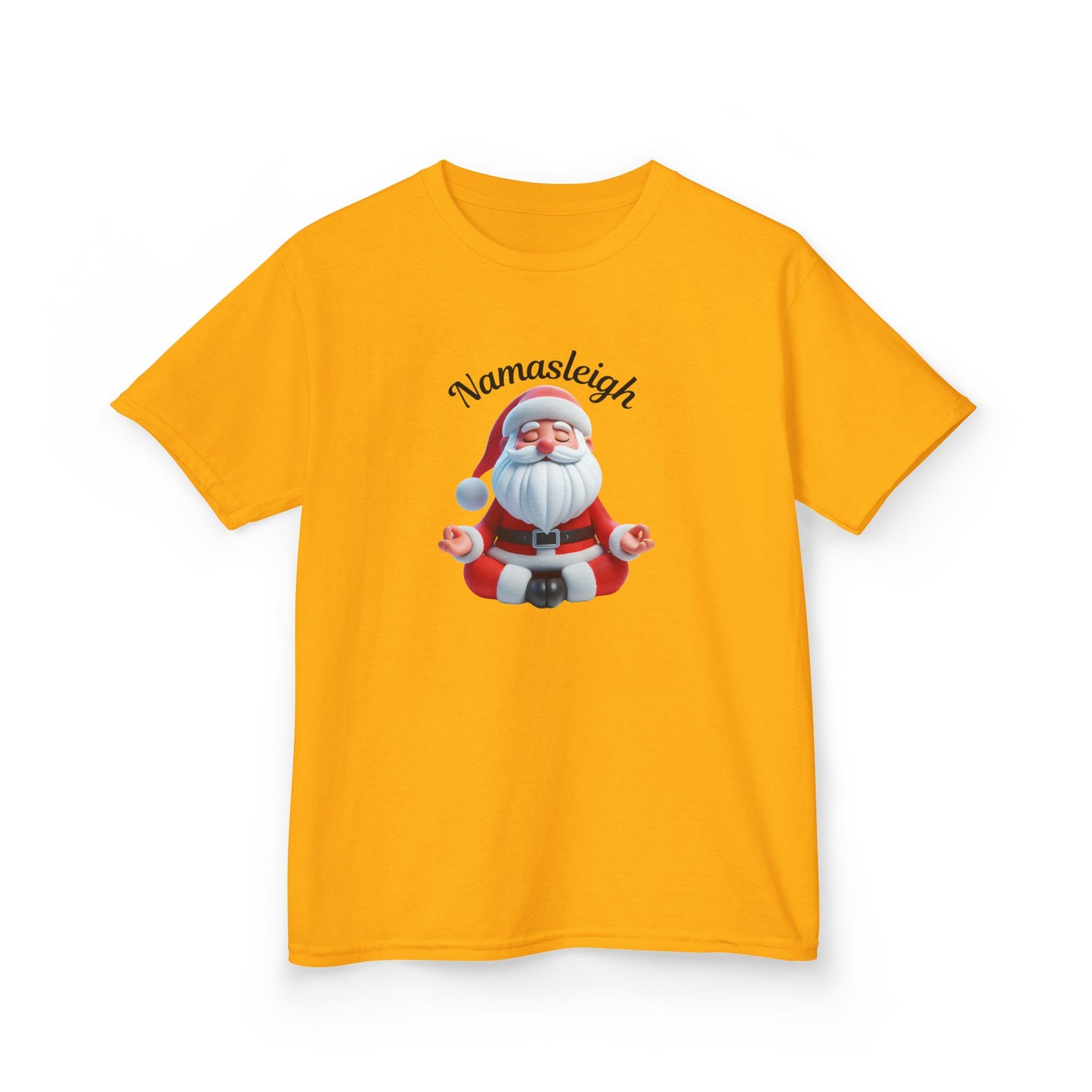 Christmas Santa Namasleigh Kids Tee Shirt, Santa Meditation Kids T-shirt, Holiday Kids Clothing, Festive Children's Apparel, Christmas Gift