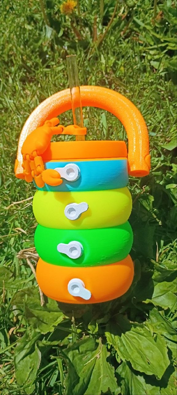 Sippin’ Summer Soda Carrier™ | Neon 3D Printed Soda Holder with Straw, Mystery Straw Topper & Soda Can Opener Keychain