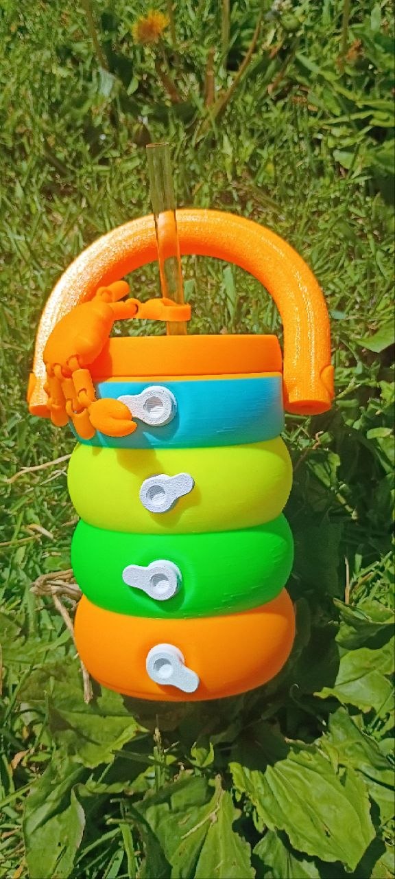 Sippin’ Summer Soda Carrier™ | Neon 3D Printed Soda Holder with Straw, Mystery Straw Topper & Soda Can Opener Keychain