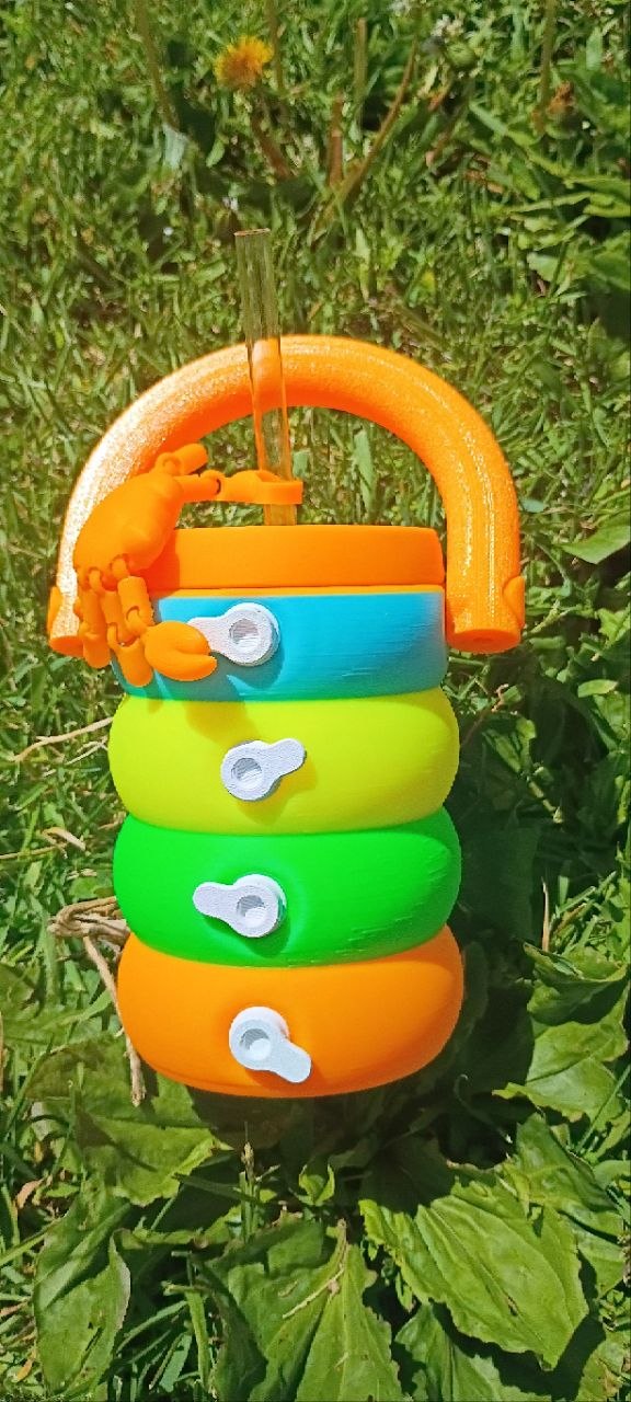 Sippin’ Summer Soda Carrier™ | Neon 3D Printed Soda Holder with Straw, Mystery Straw Topper & Soda Can Opener Keychain