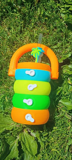 Sippin’ Summer Soda Carrier™ | Neon 3D Printed Soda Holder with Straw, Mystery Straw Topper & Soda Can Opener Keychain