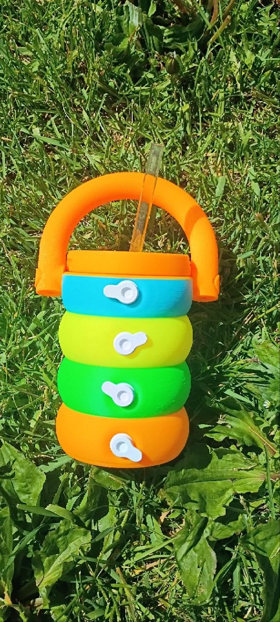 Sippin’ Summer Soda Carrier™ | Neon 3D Printed Soda Holder with Straw, Mystery Straw Topper & Soda Can Opener Keychain