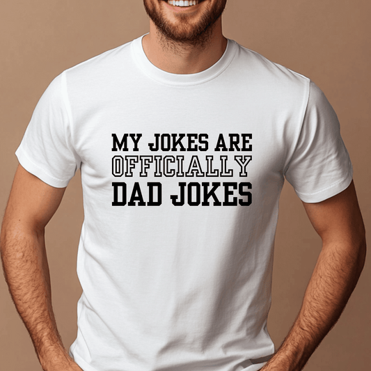 Dad Jokes Short Sleeve Tee, Fun Gift for Fathers Day, Birthday, Family Gatherings, Casual Wear, Summer Style