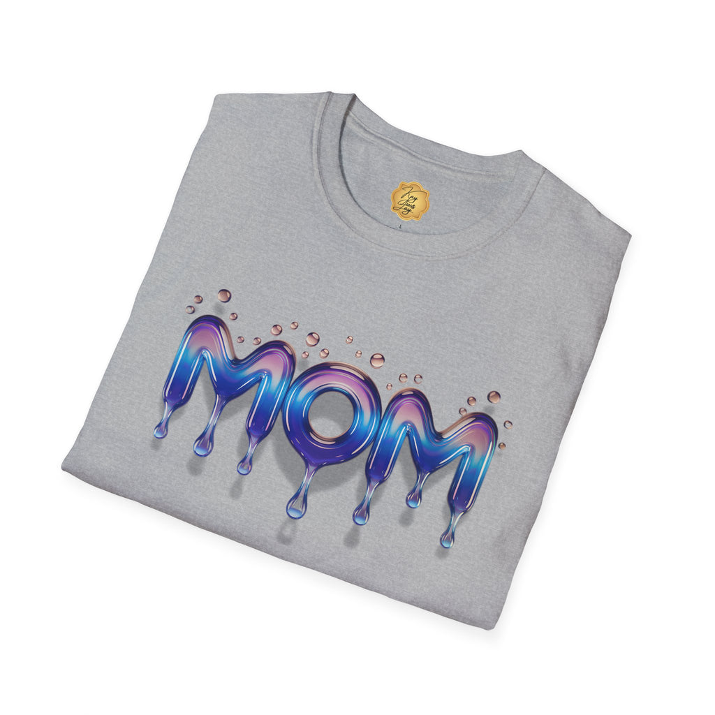 MOM Drip Graphic T-Shirt — Colorful Liquid Script Mother's Day Tee