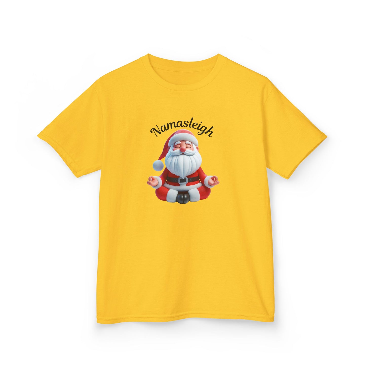 Christmas Santa Namasleigh Kids Tee Shirt, Santa Meditation Kids T-shirt, Holiday Kids Clothing, Festive Children's Apparel, Christmas Gift