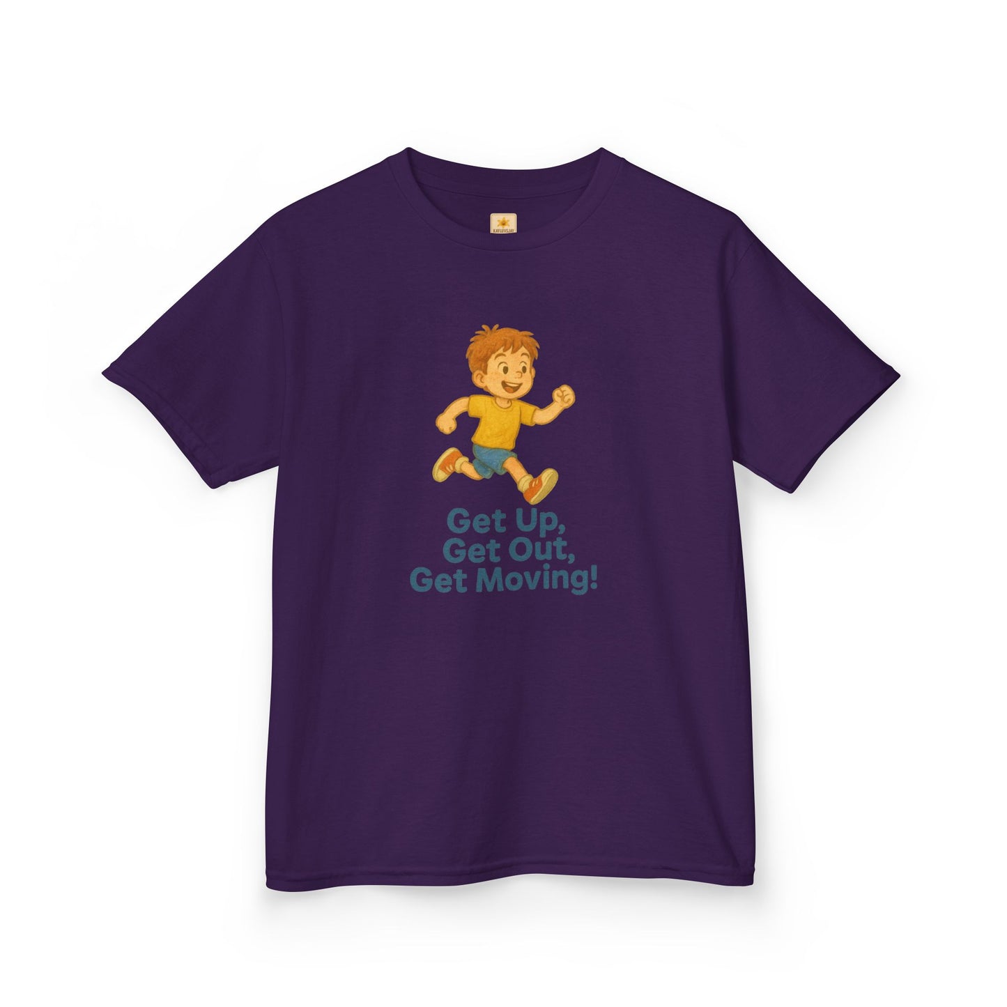 Kids Active Cotton Tee - 'Get Up, Get Out, Get Moving!'