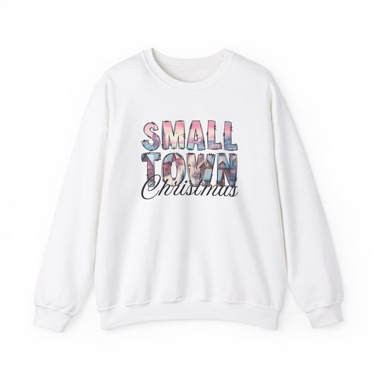 Christmas Town Vintage Sweatshirt, Small Town Winter Jumper, Pink Blue Watercolor Holiday Crewneck, Cozy Xmas Pullover, Unisex Christmas