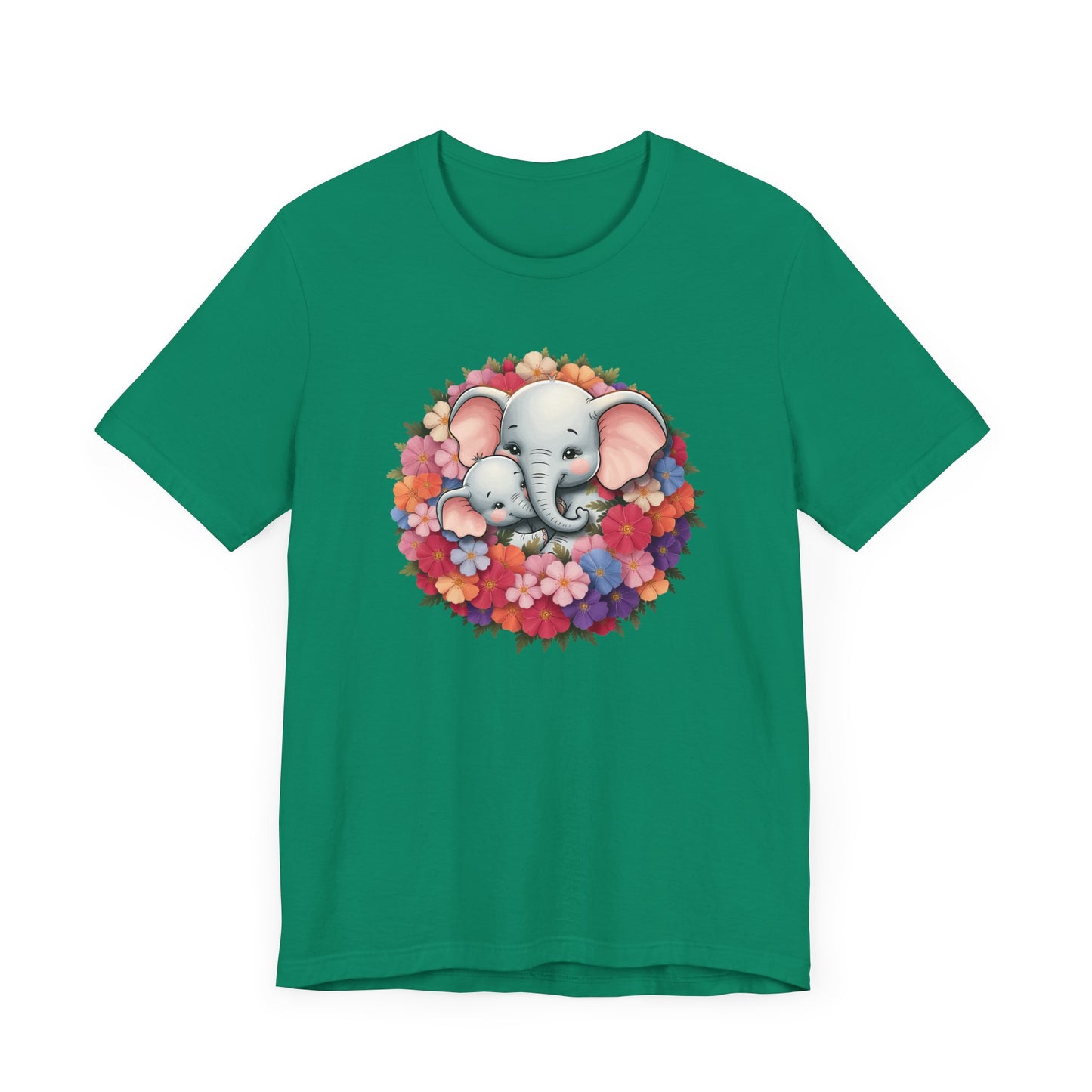 Adorable Elephant Floral Print Tee, Cute Animal Lover Shirt, Mother's Day Gift, Baby Shower Gift, Unisex Short Sleeve T-Shirt