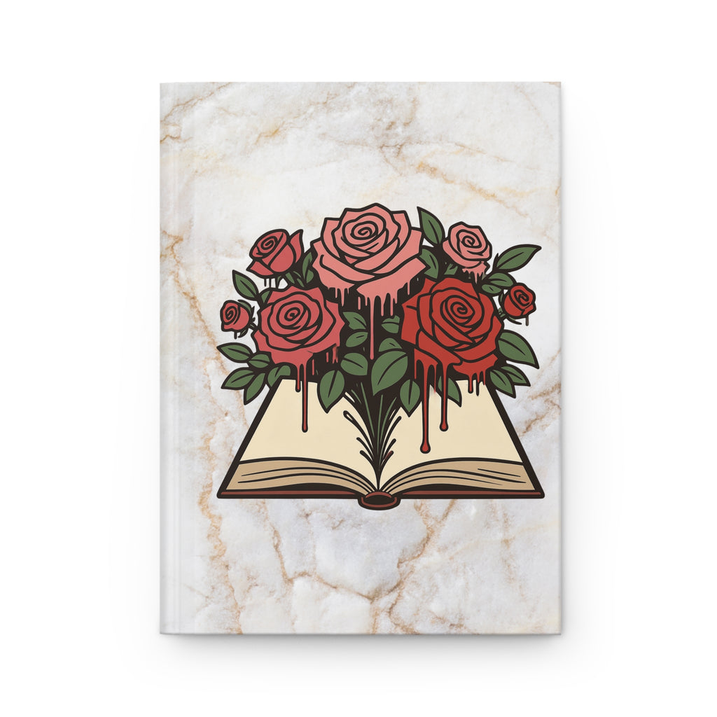 Hardcover Journal — Blooming Book Roses on Marble