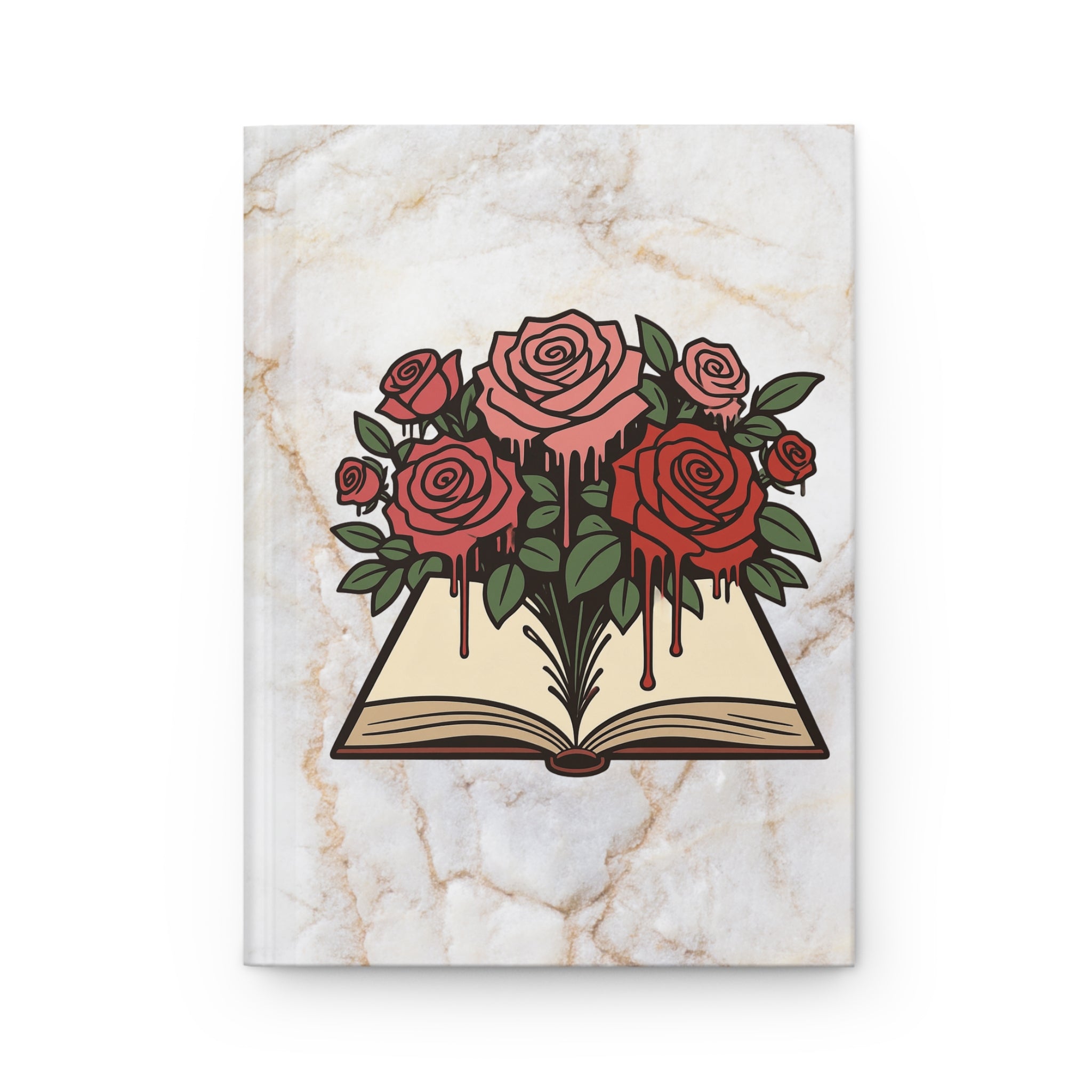 Hardcover Journal — Blooming Book Roses on Marble