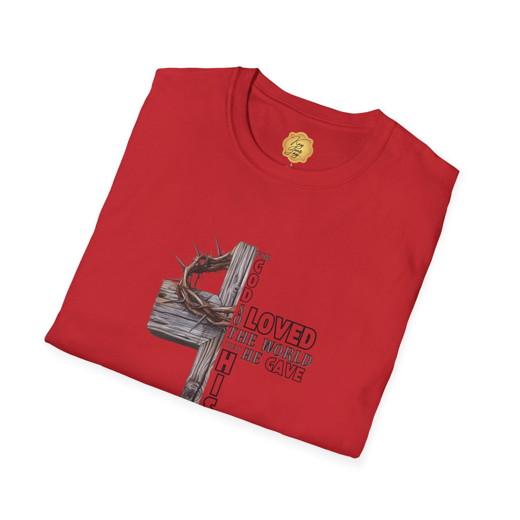 Christian Cross T-Shirt — "For God So Loved the World" Design