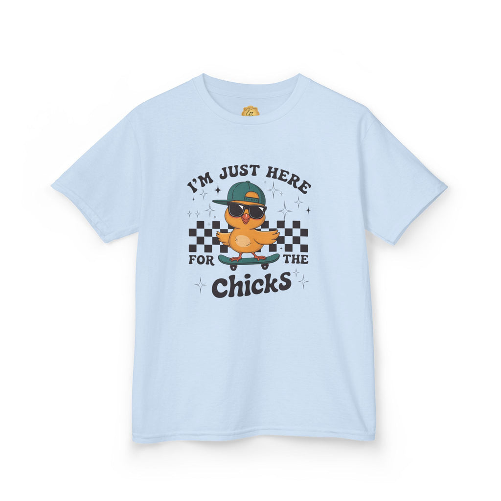 "I'm Just Here For The Chicks" Cute Skateboard Chick Tee