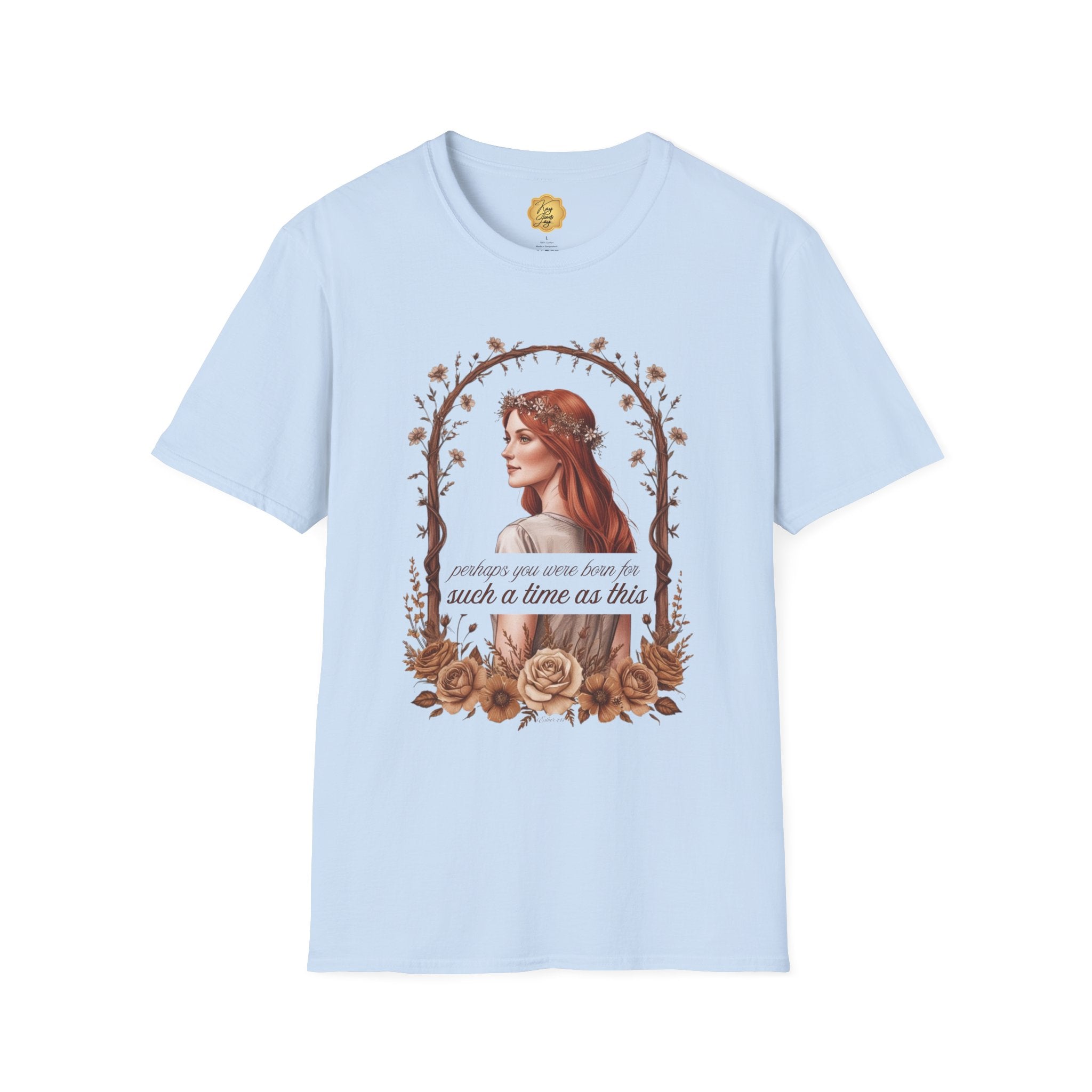 Vintage Floral Portrait T-Shirt — "Such a Time as This" Inspirational Tee