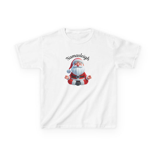 Christmas Santa Namasleigh Kids Tee Shirt, Santa Meditation Kids T-shirt, Holiday Kids Clothing, Festive Children's Apparel, Christmas Gift