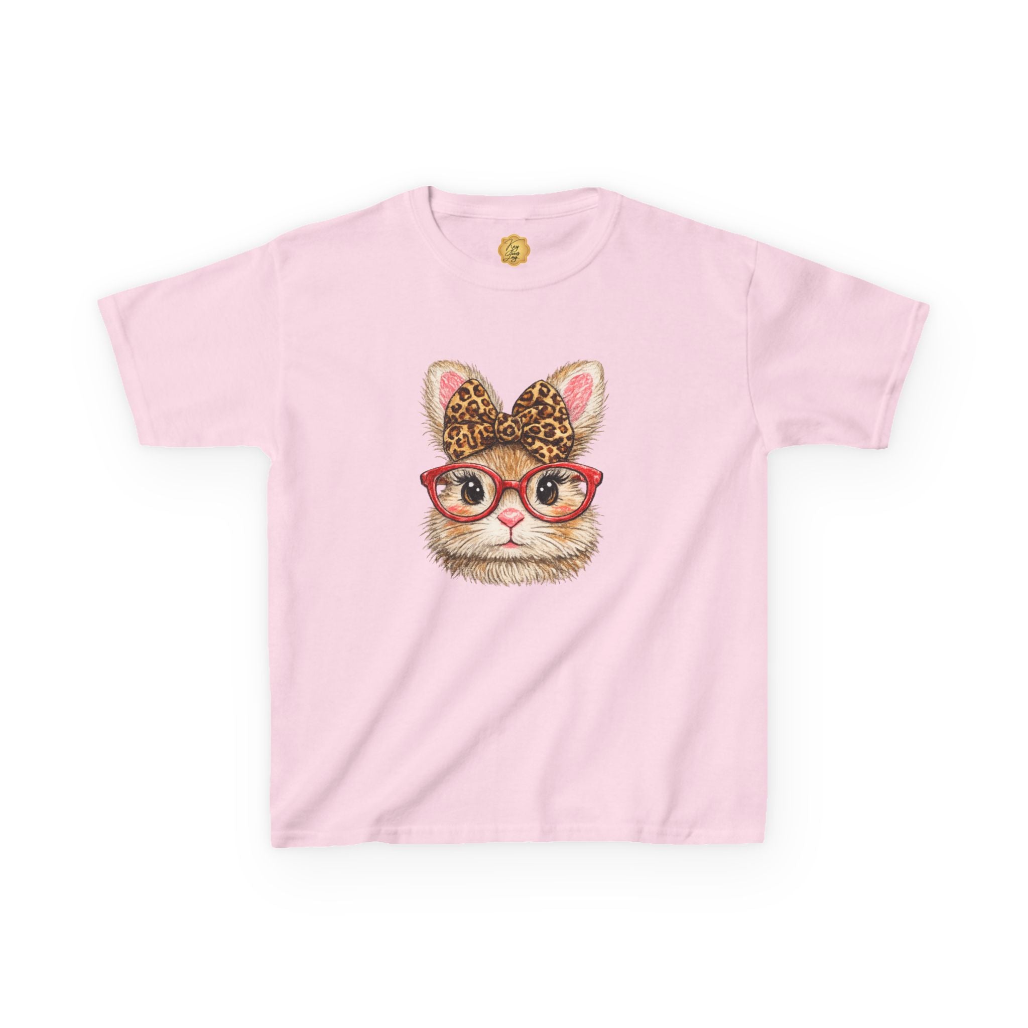 Cute Cat with Leopard Bow & Glasses Graphic