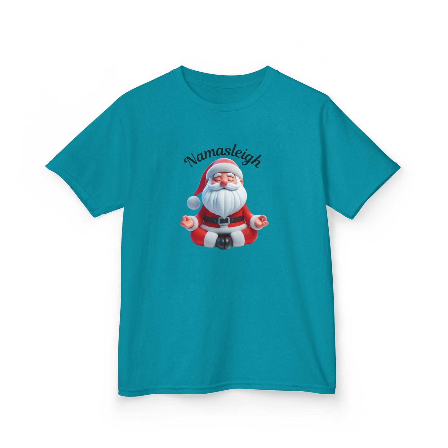 Christmas Santa Namasleigh Kids Tee Shirt, Santa Meditation Kids T-shirt, Holiday Kids Clothing, Festive Children's Apparel, Christmas Gift
