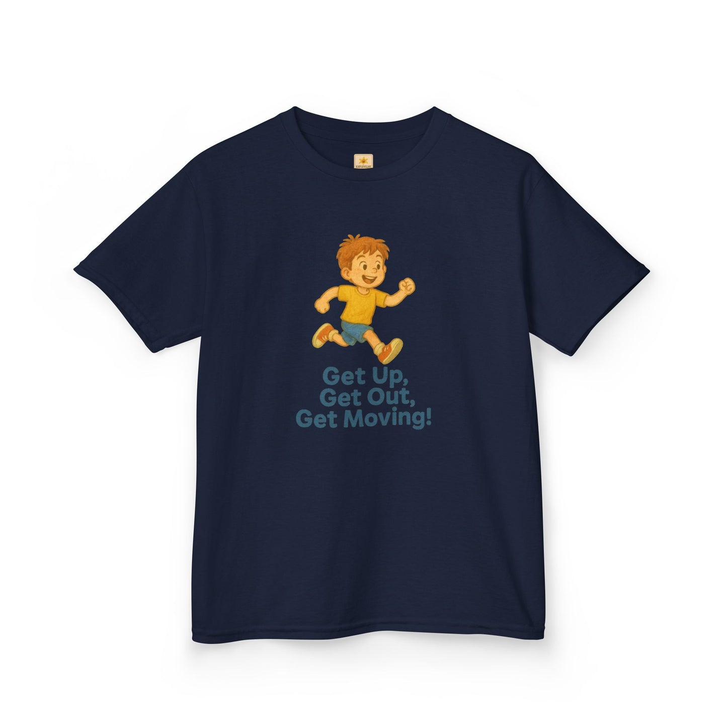 Kids Active Cotton Tee - 'Get Up, Get Out, Get Moving!'