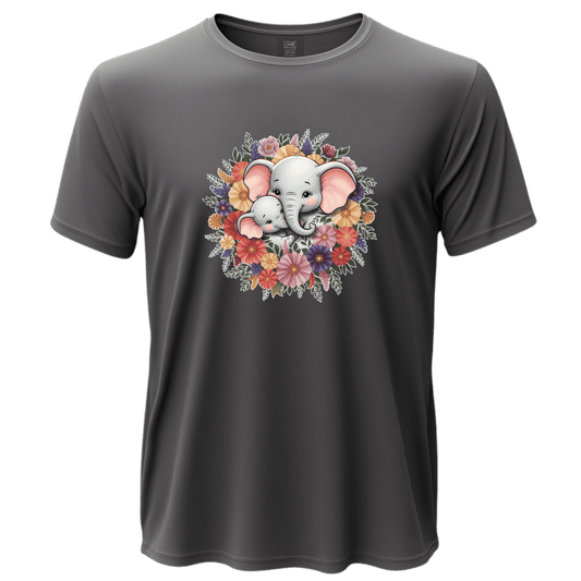 Mother Elephant and Baby Elephant Unisex Tee, Elephant Lover Tee, Mothers Day Gift Shirt, Floral Elephant Shirt, Nature Inspired Tee
