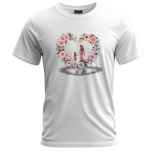 Mother Daughter Heart Flowers T-Shirt, Mommy Daughter Matching Tee, Family Love Shirt, Floral Heart Mother's Day Gift, Women's Graphic Tee