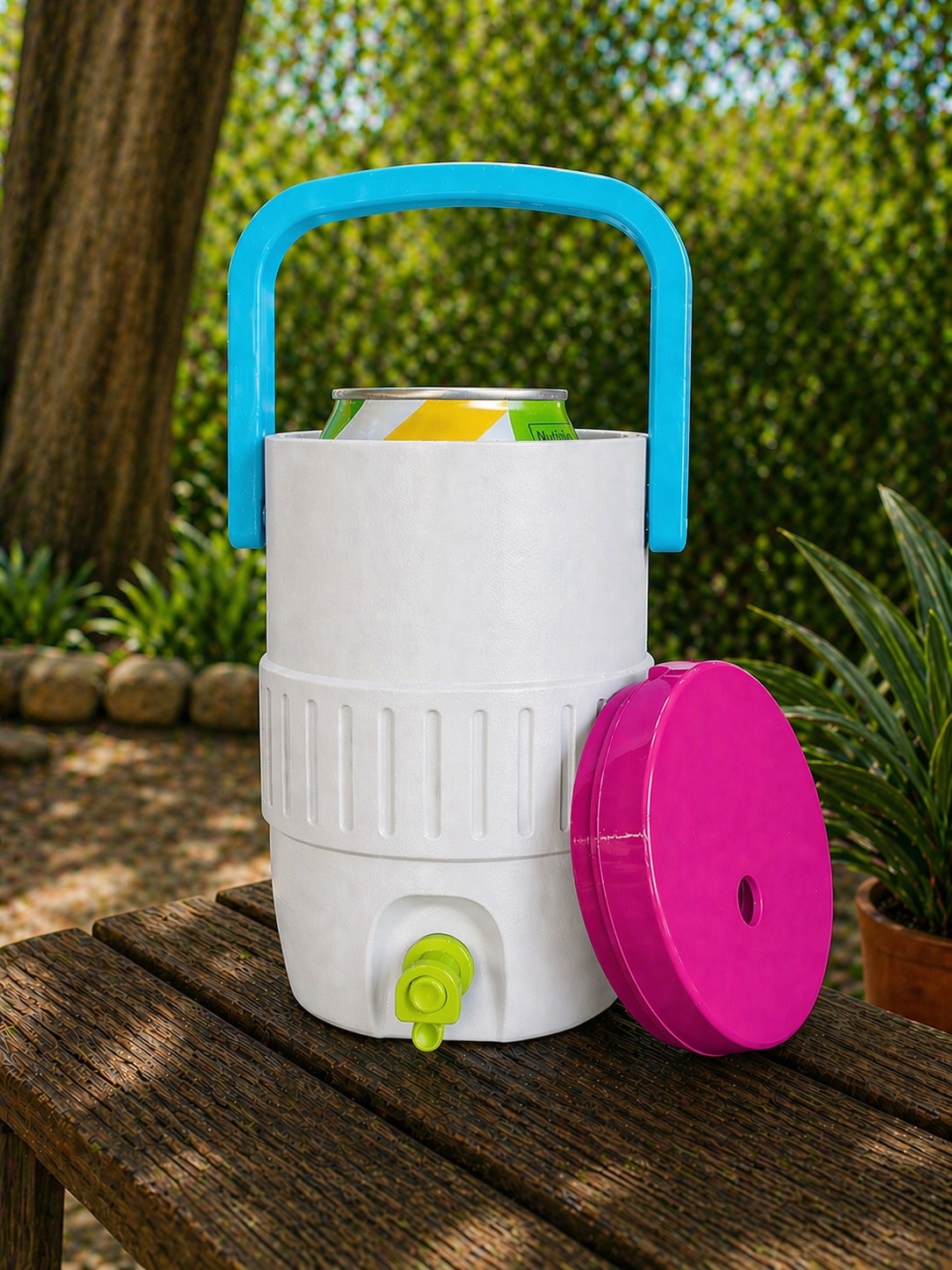 3D Printed Soda Can Holder with Lid, Straw Hole & Handle | Portable 12 oz Can Cooler Koozie
